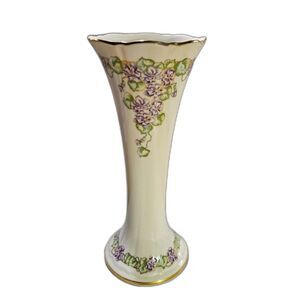 Pickard 80's Purple Forget Me Not Floral 11 inch Tall Porcelain China Vase
